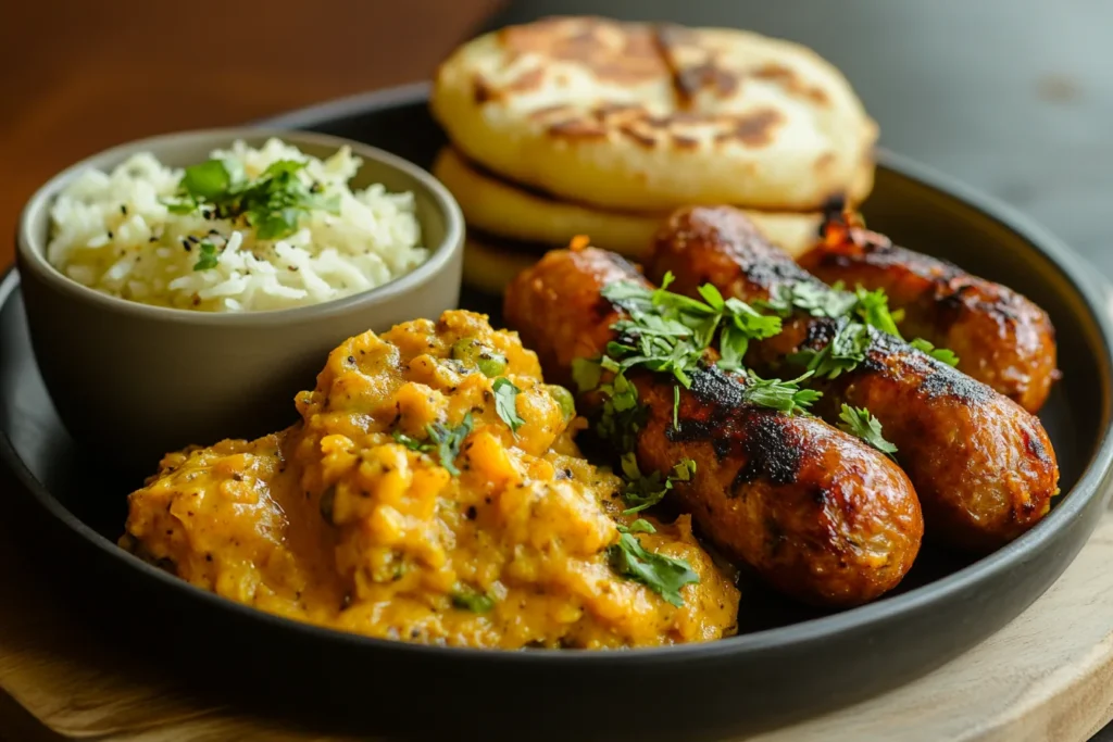 British curried sausages