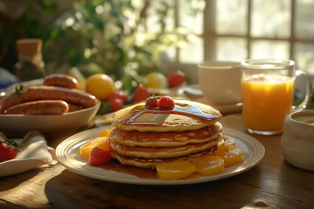 What is included in a pancake breakfast