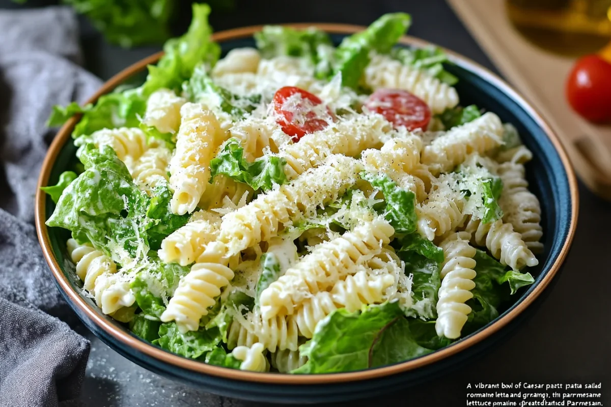 "Caesar pasta salad dish"