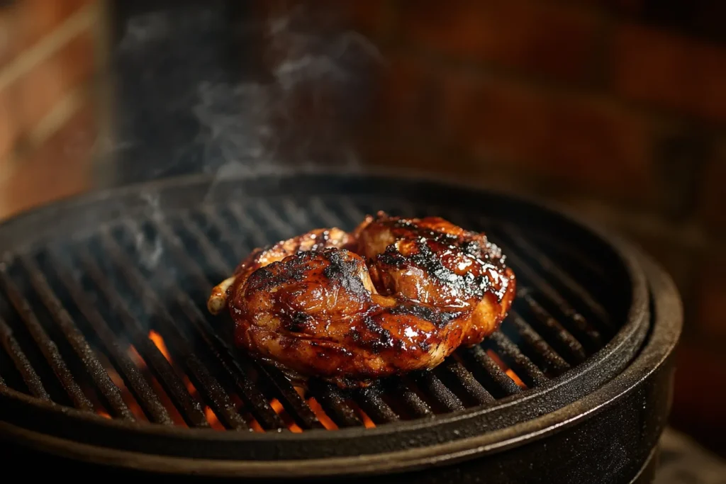 Grilling Asian marinated chicken