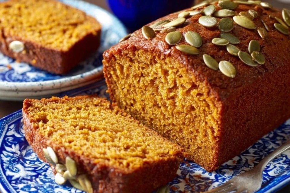 Easy One-Bowl Pumpkin Bread with Pepitas Topping