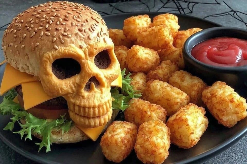 Halloween Skull Burgers with Homemade Skull-Shaped Buns The Ultimate Comfort Dish