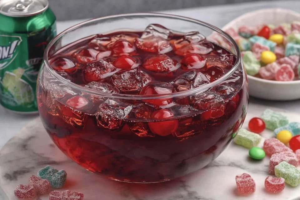 Spooky Berry Halloween Punch with Frozen Ice Hands