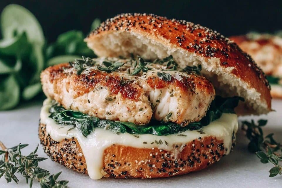 Easy White Cheddar Spinach Chicken Burgers