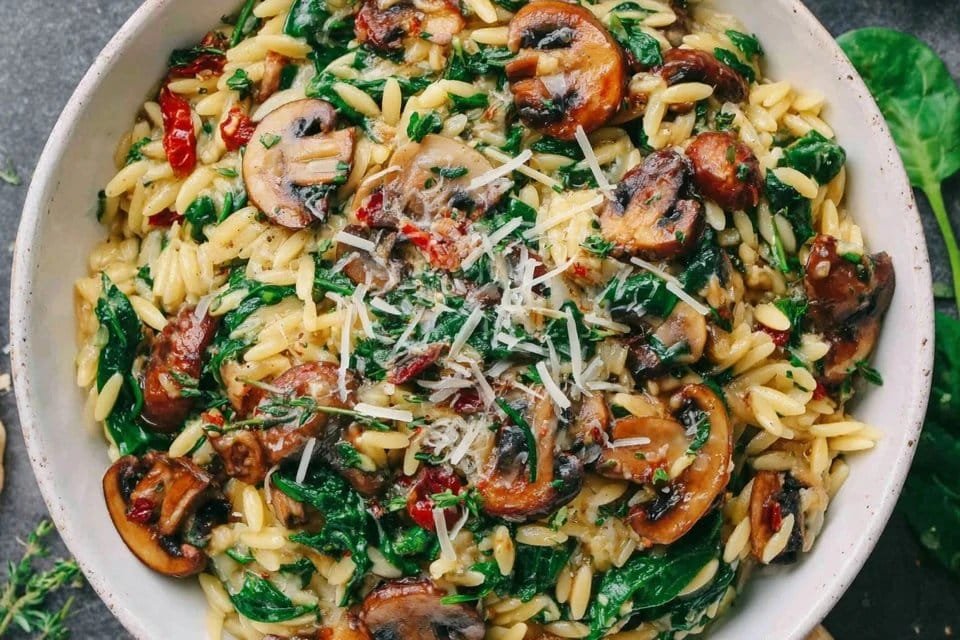Creamy Tuscan Orzo with Spinach and Sun-Dried Tomatoes