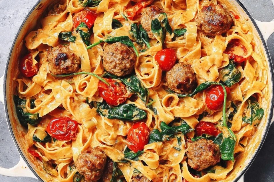 One-Pan Creamy Tomato Spinach Pasta