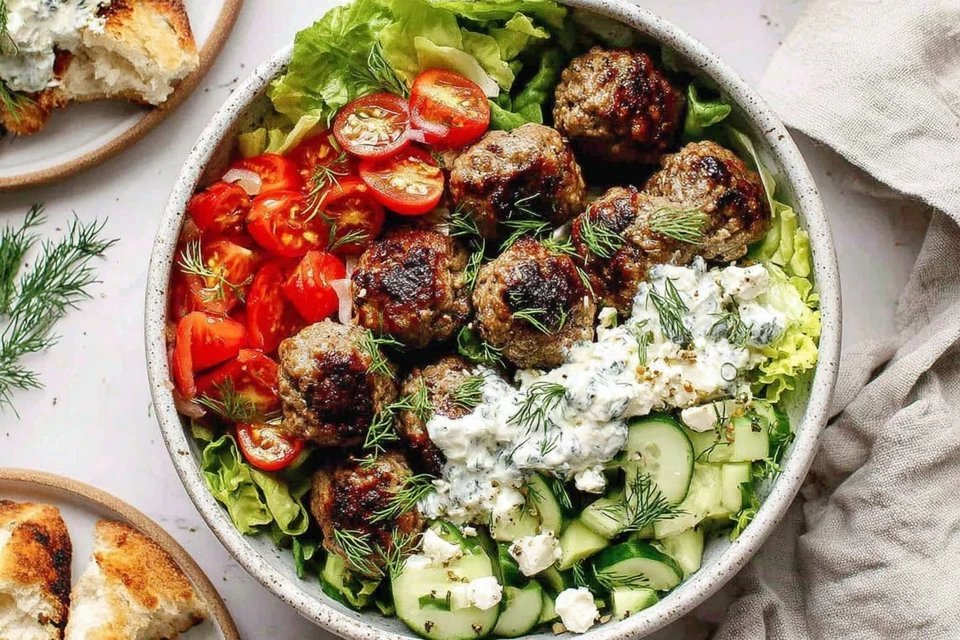 Easy Greek Meatballs with Homemade Tzatziki Sauce