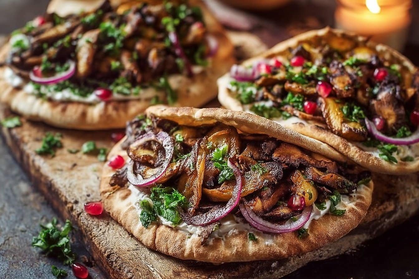 Mushroom Shawarma Pitas