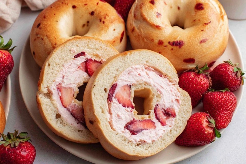 Easy Air Fryer Strawberry Bagels with Cottage Cheese