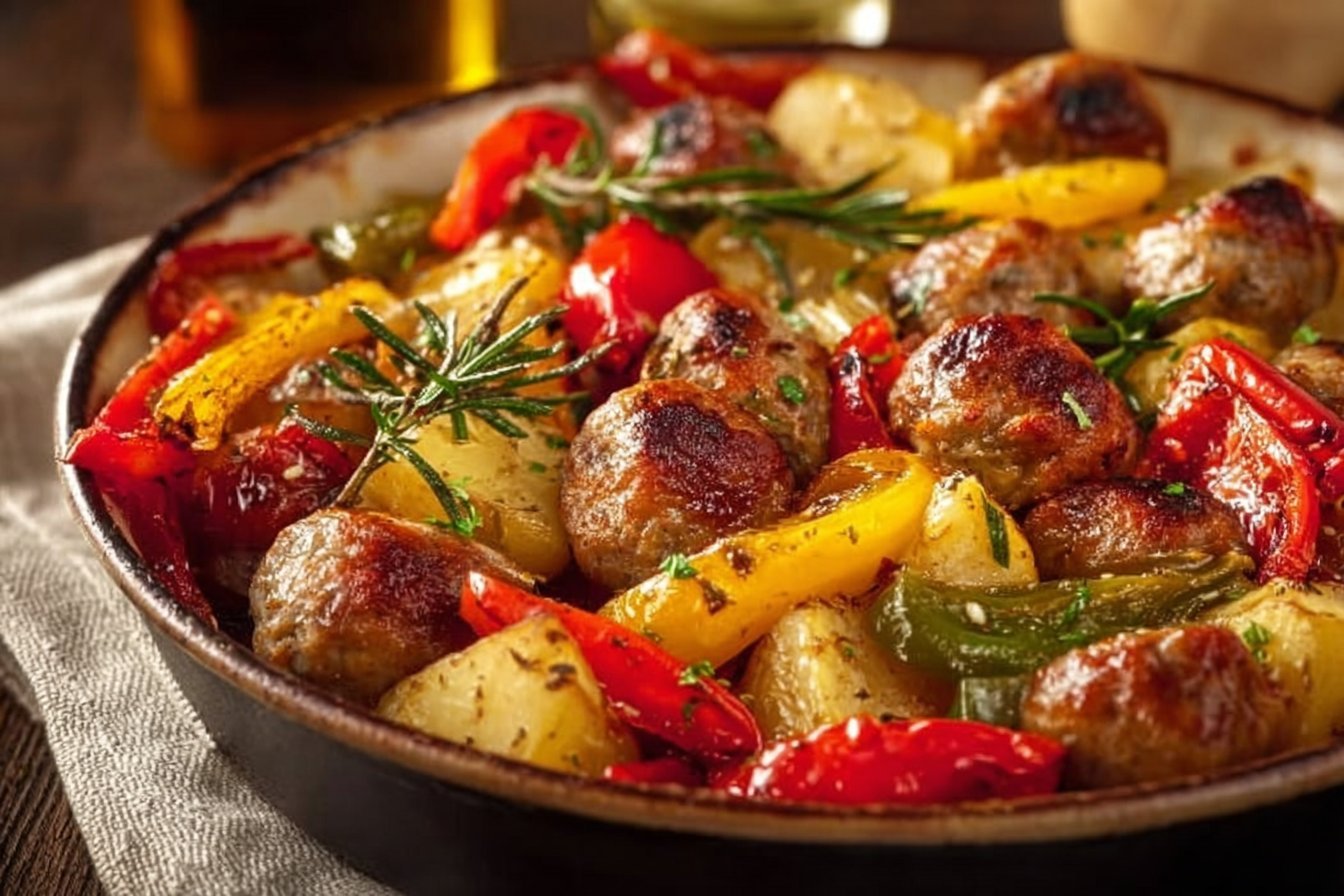 Hearty Italian Sausage, Peppers & Potato Bake