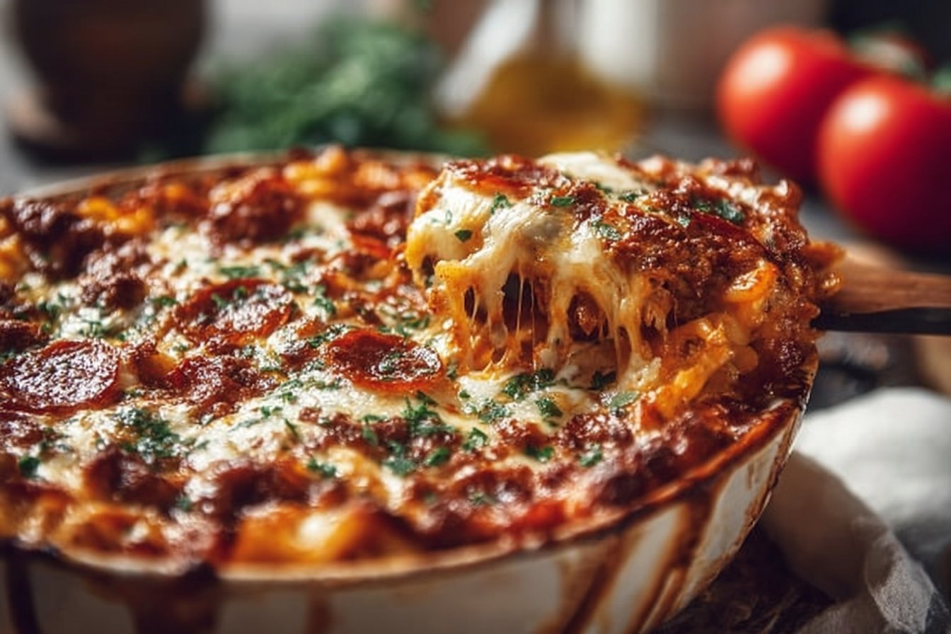 Cheesy Baked Pizza Casserole