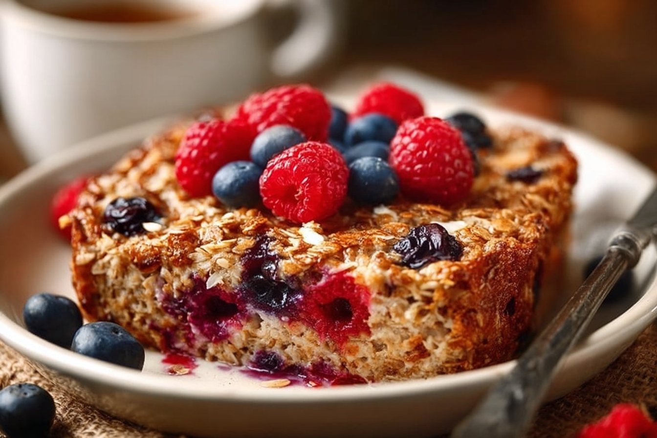 Healthy Baked Oatmeal with Berries