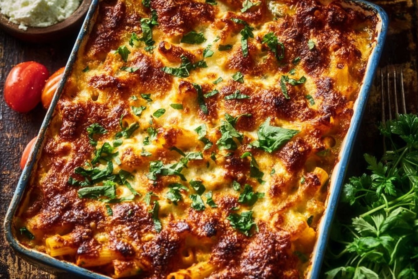 Easy Vegetarian Baked Ziti with Fresh Veggies and Cheese