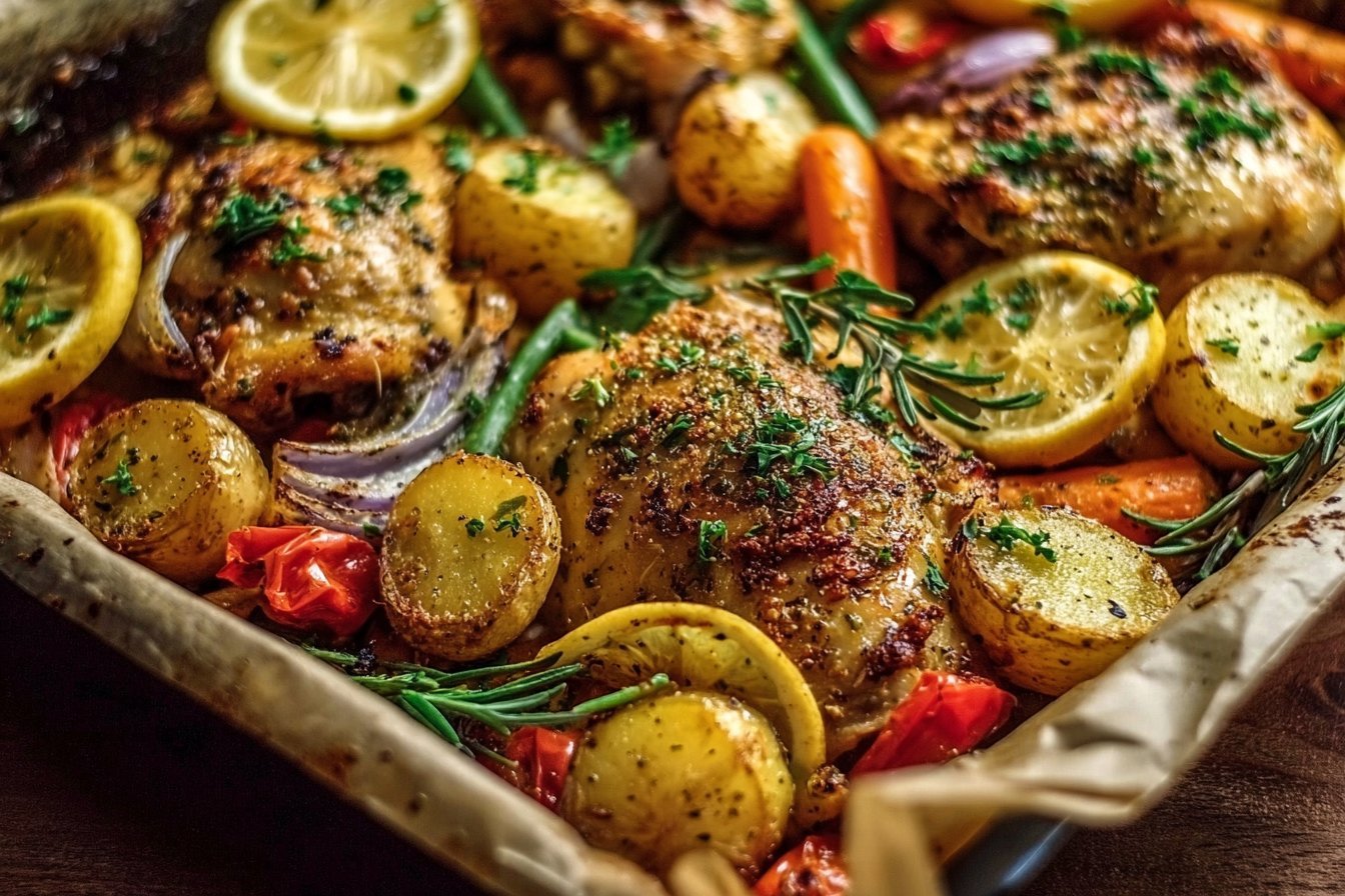 One-Pan Lemon Garlic Herb Chicken & Veggie Bake