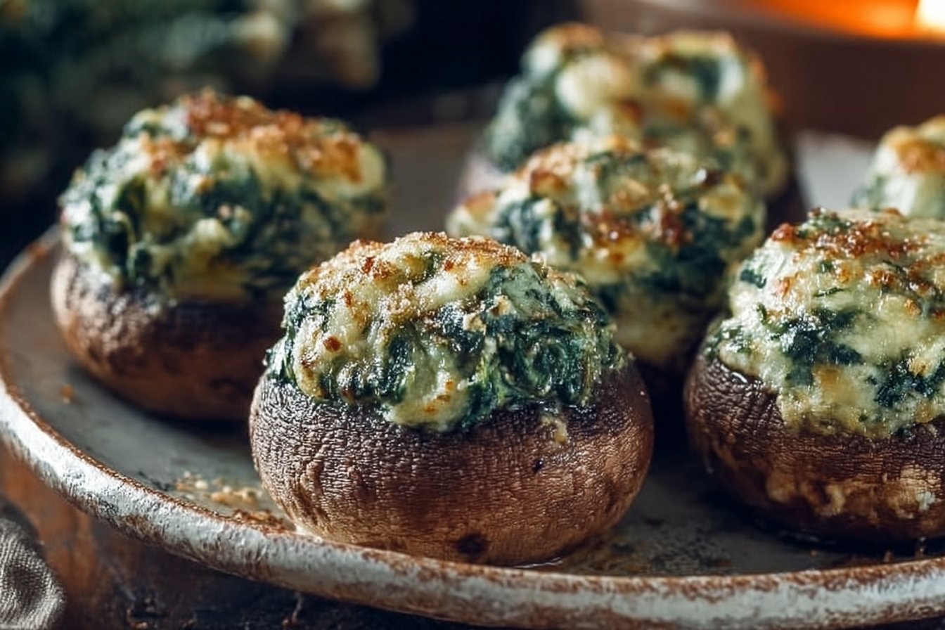 Spinach & Cream Cheese Stuffed Mushrooms