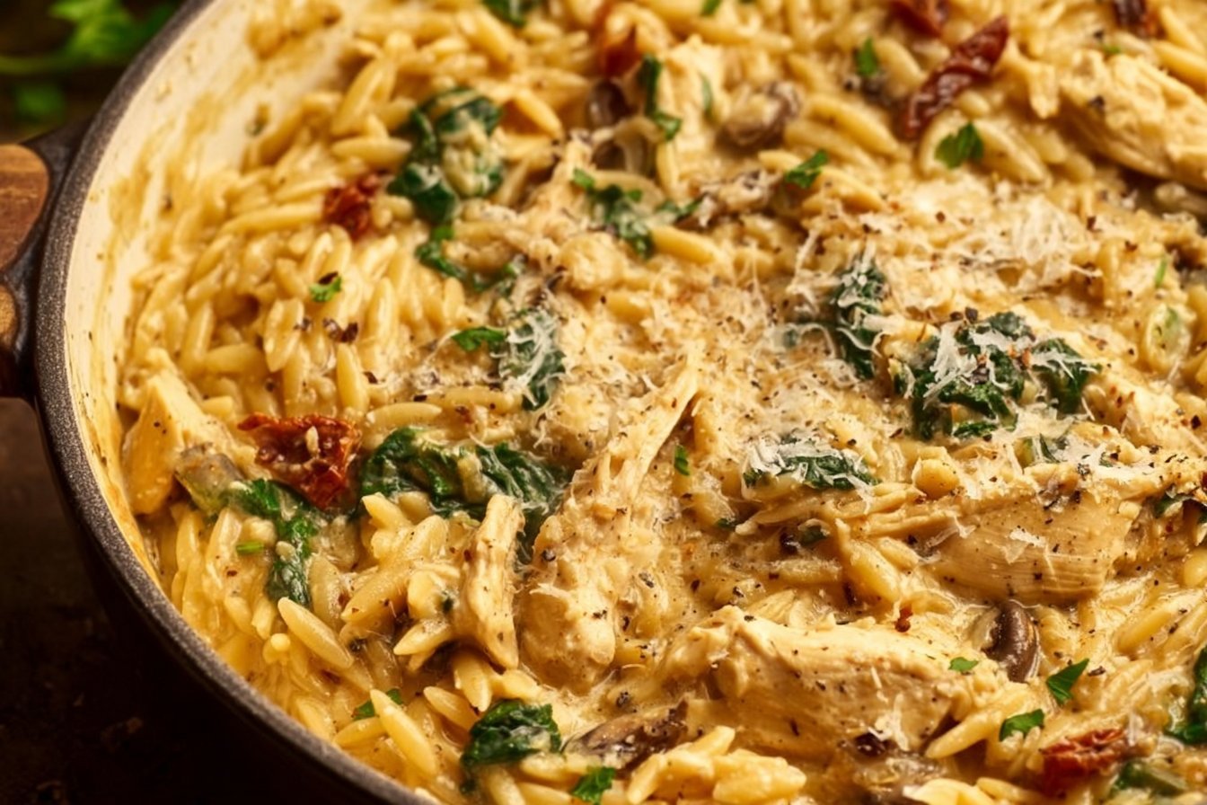 Creamy Chicken Orzo One Pot Dinner