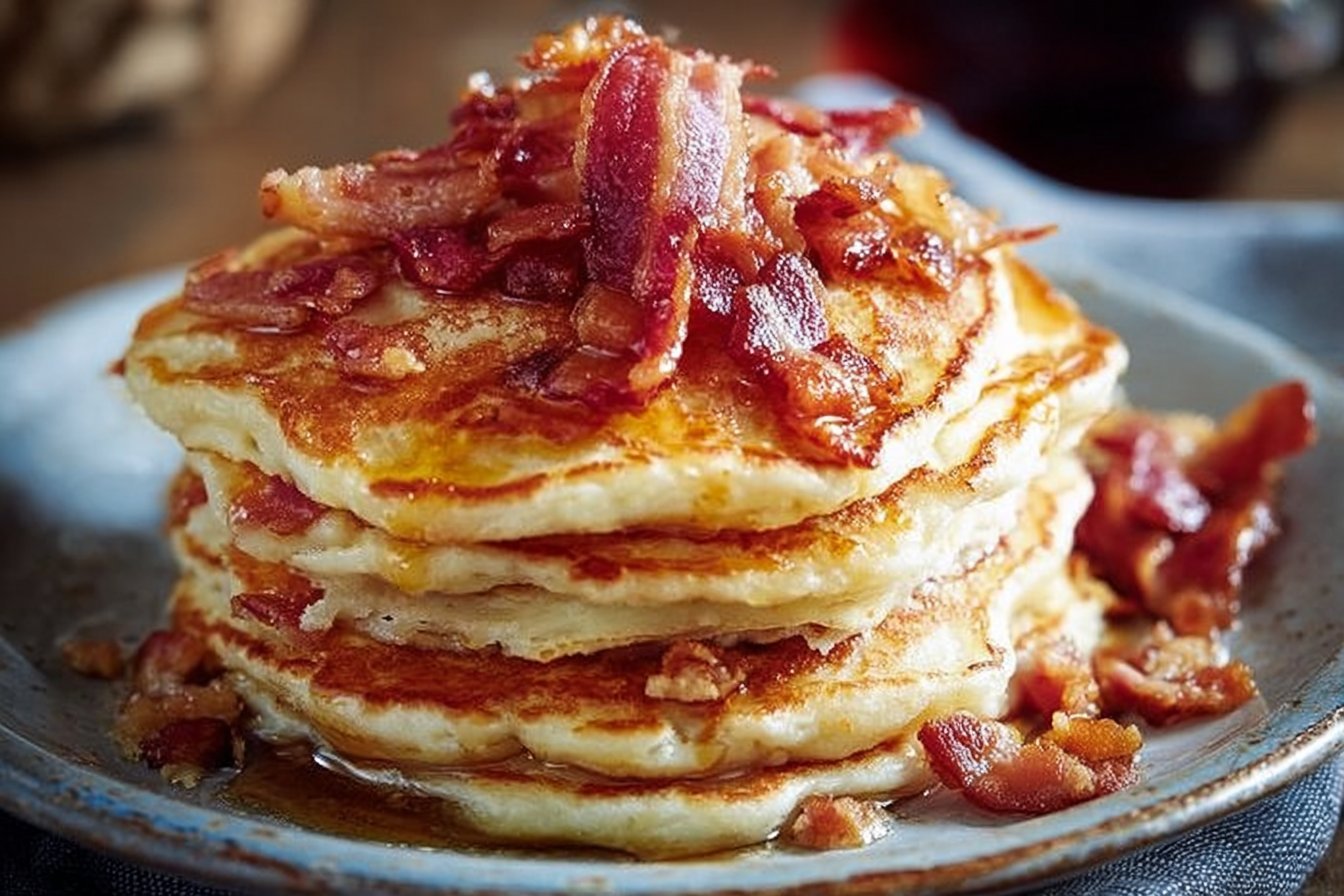 Fluffy Maple Bacon Buttermilk Pancakes