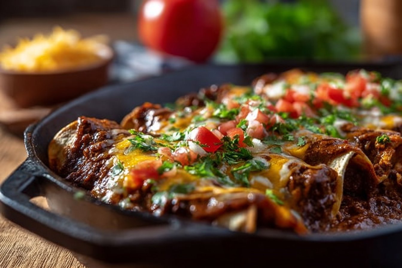 Tex-Mex Cubed Steak Enchiladas