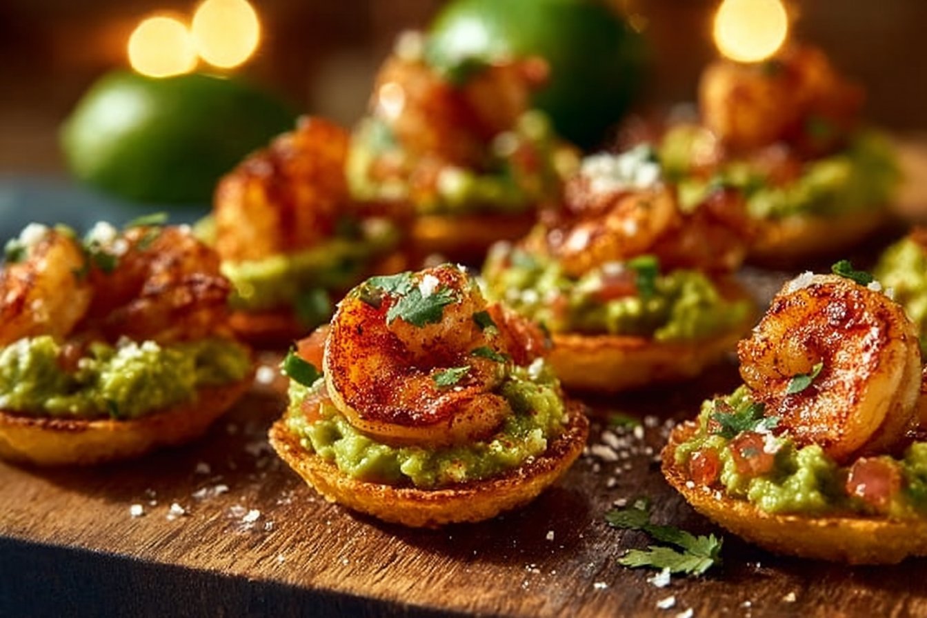 Spicy Shrimp Guacamole Bites