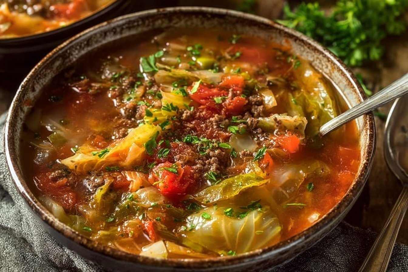 Hearty Ground Beef Cabbage Soup