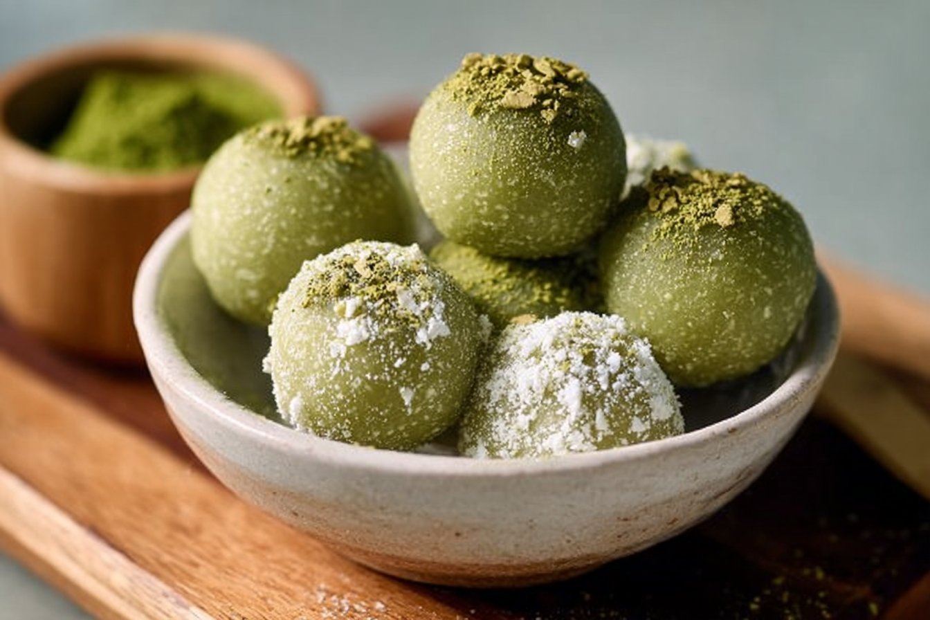 Chewy Matcha Mochi Protein Bites