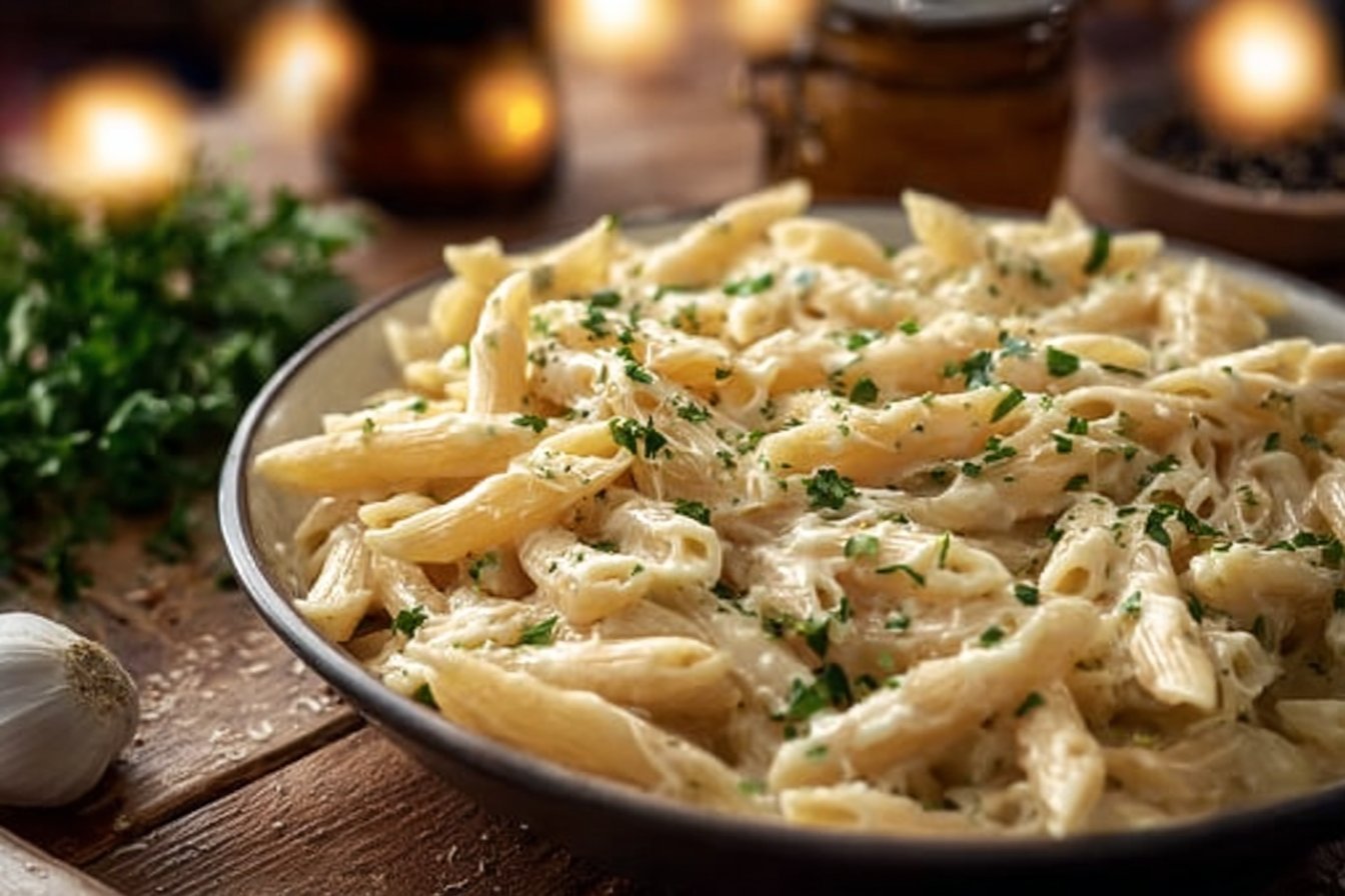 Creamy Garlic Penne Pasta