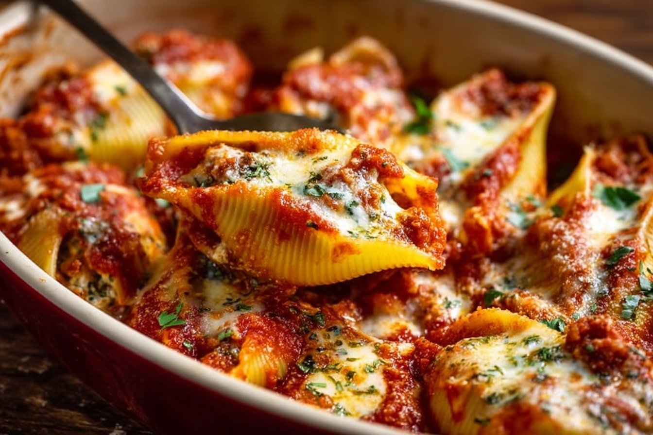 Easy Classic Stuffed Shells with Ricotta and Mozzarella