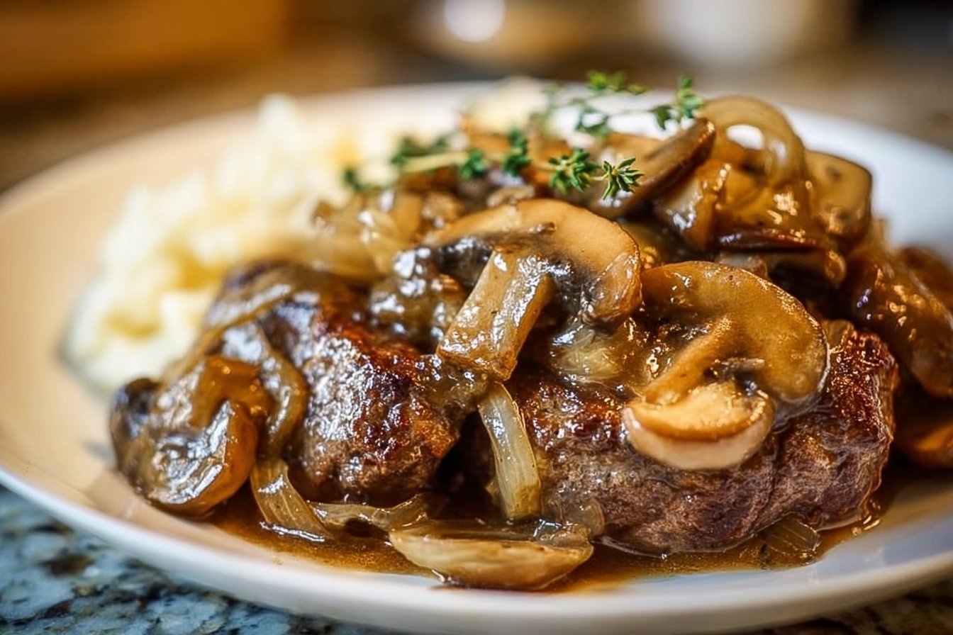 Smothered Onion & Mushroom Cubed Steak