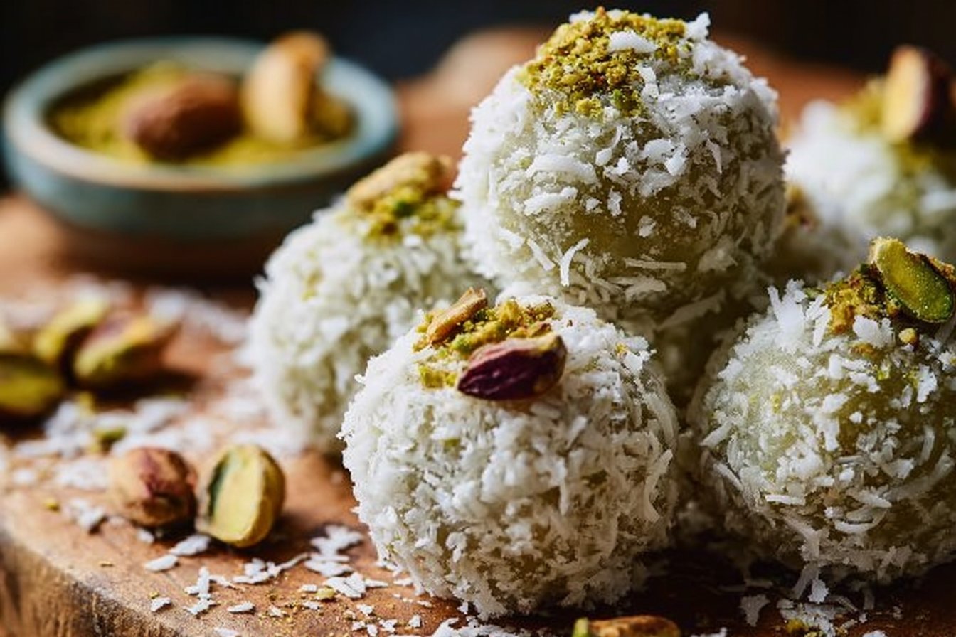 No-Bake Pistachio Coconut Snowballs