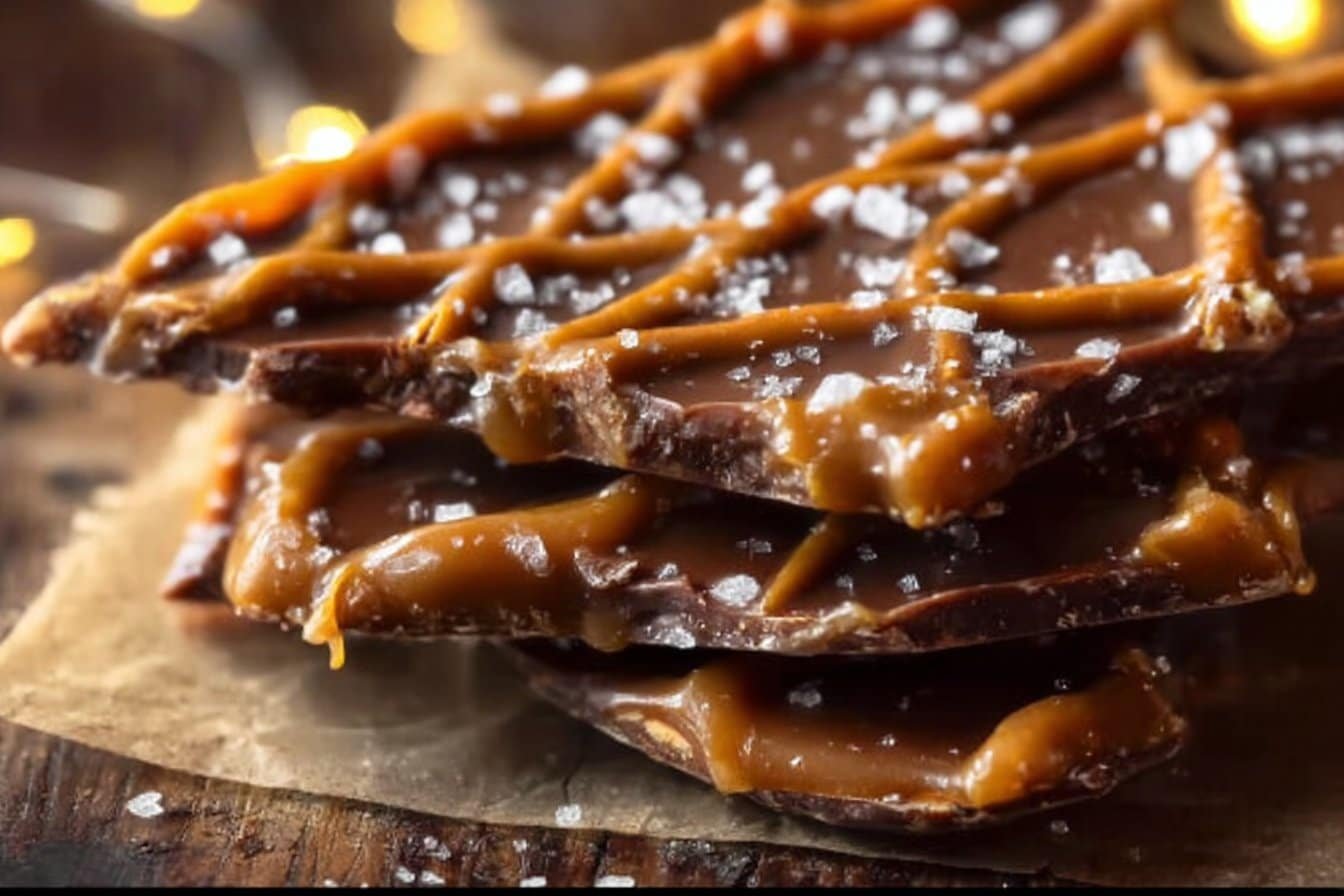 Easy Salted Caramel Pretzel Bark