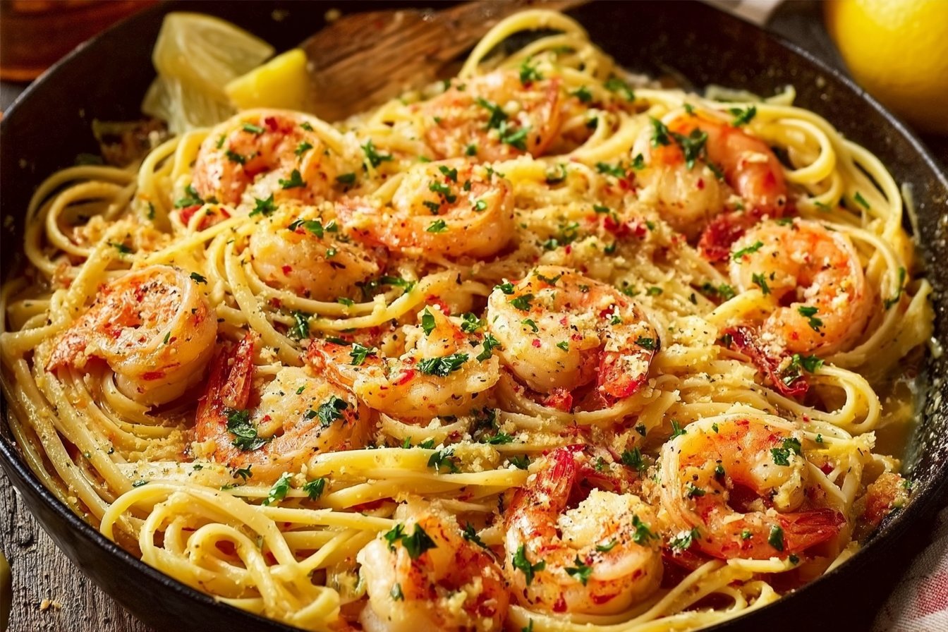 Garlic Butter Shrimp Linguine