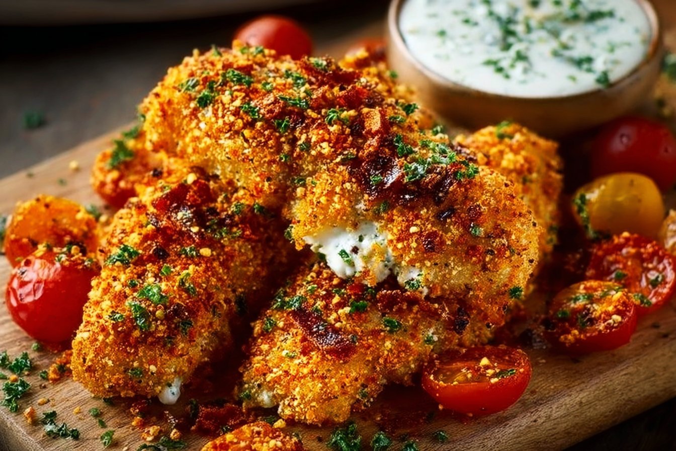 Baked Feta + Cheetos Crusted Chicken Tenders