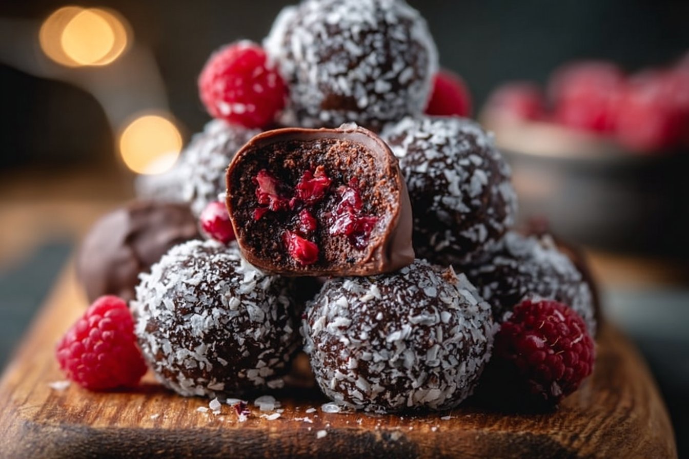 No-Bake Raspberry Chia Chocolate Bites