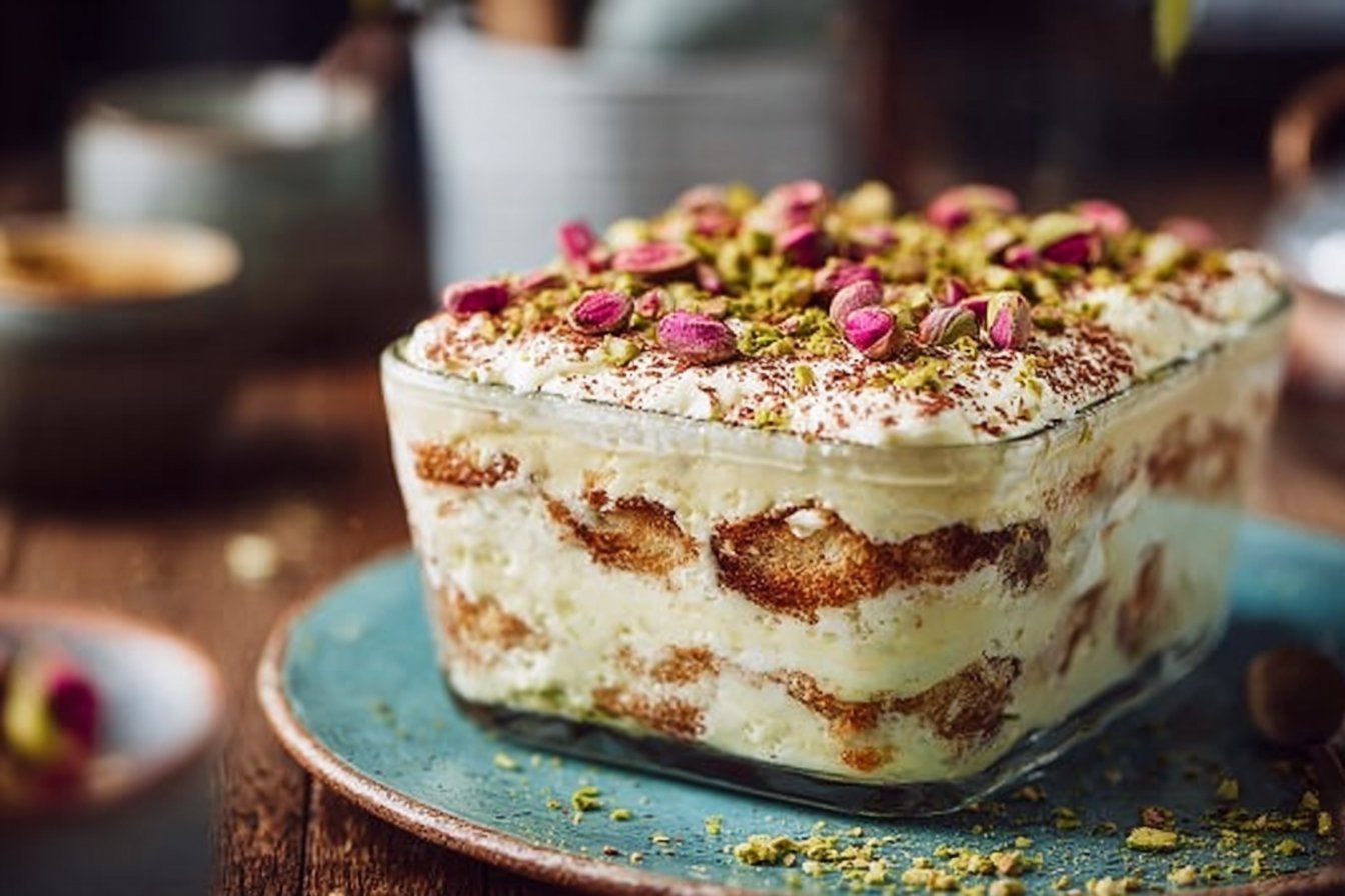 Pistachio Rosewater Tiramisu